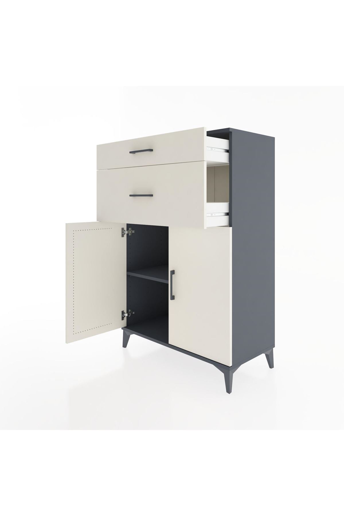 Hyperion Dolap Tek Raflı 2 Çekmeceli 2 Kapaklı 88x44x134 - S51M004V4B