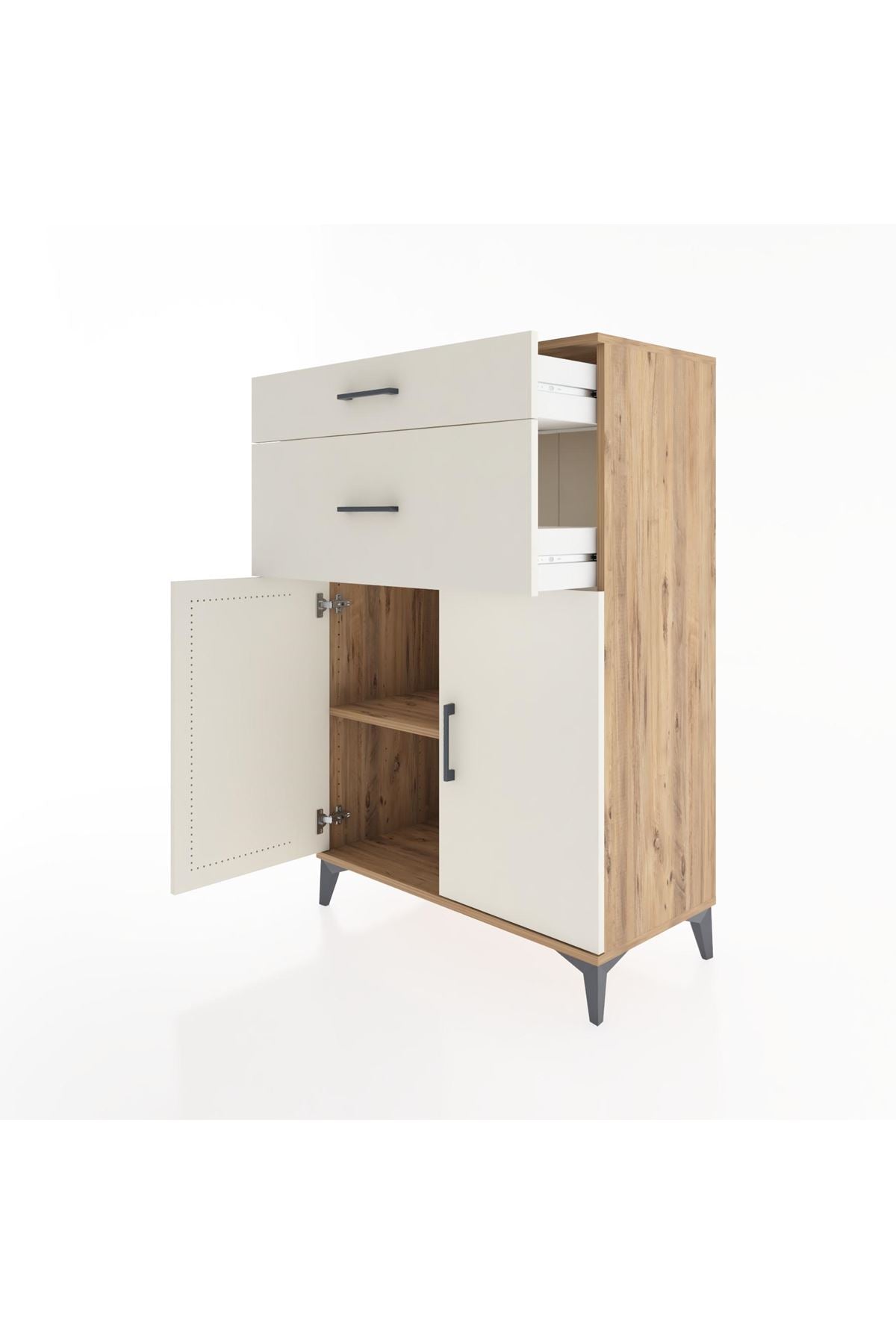 Hyperion Dolap Tek Raflı 2 Çekmeceli 2 Kapaklı 88x44x134 - S51M004V7B