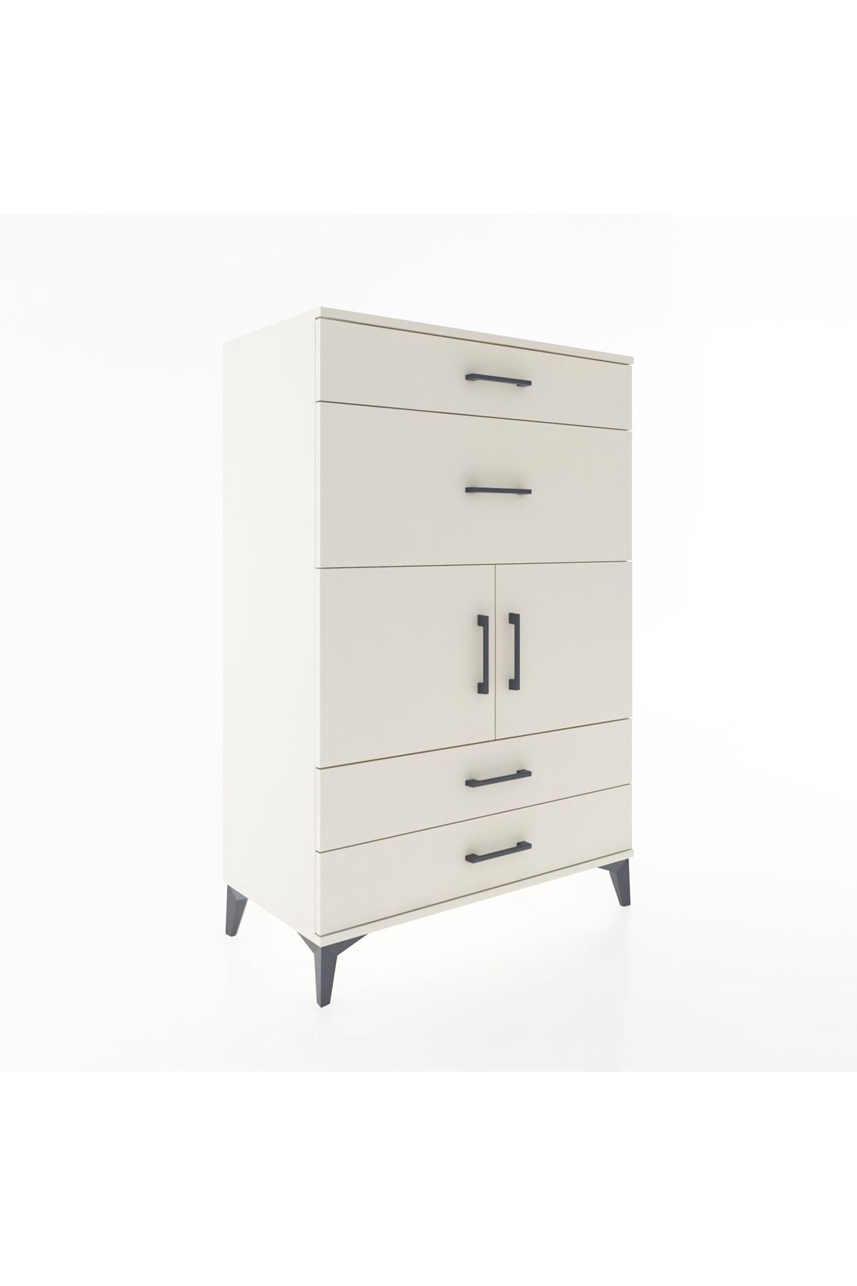 Hyperion Dolap Tek Raflı 4 Çekmeceli 2 Kapaklı 88x44x134 Aytaşı-Aytaşı