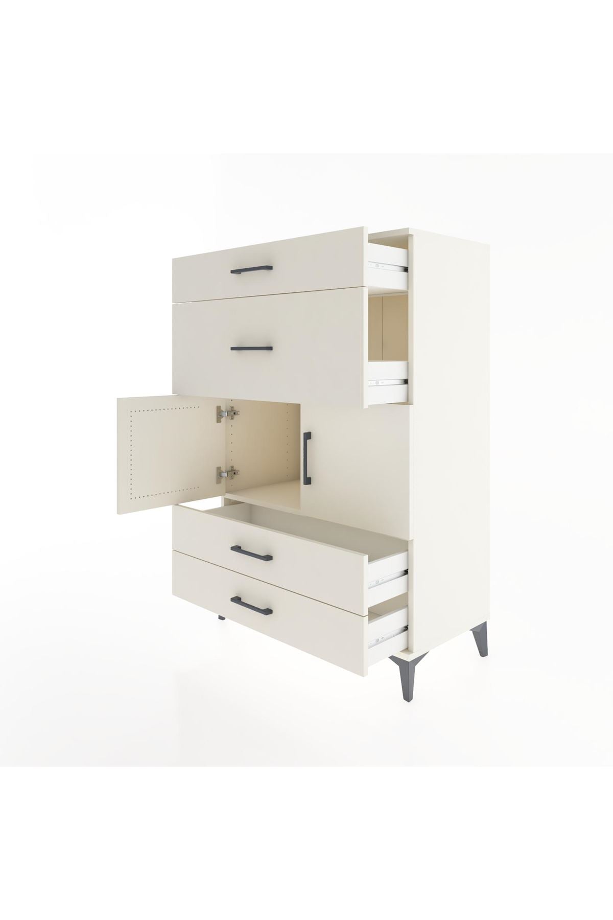 Hyperion Dolap Tek Raflı 4 Çekmeceli 2 Kapaklı 88x44x134 Aytaşı-Aytaşı