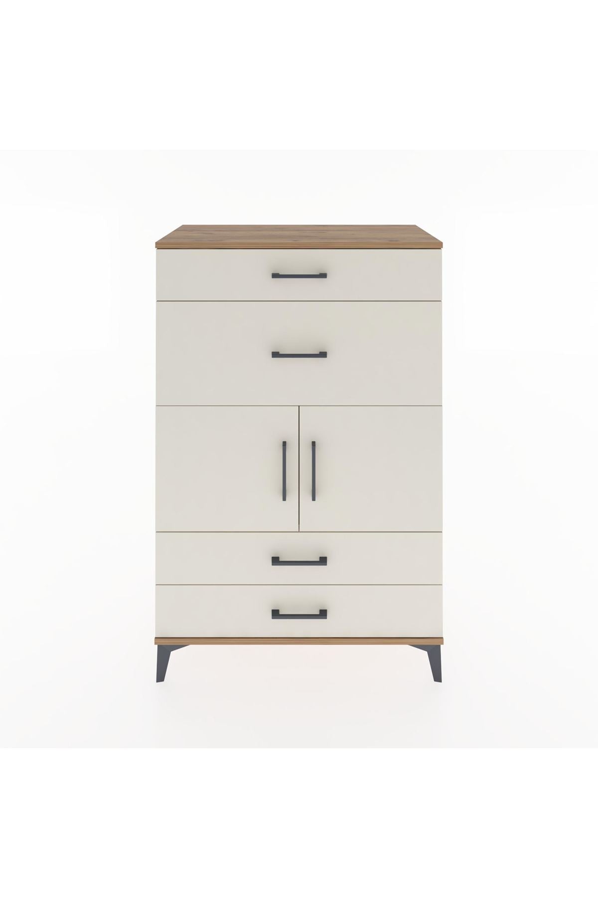 Hyperion Dolap Tek Raflı 4 Çekmeceli 2 Kapaklı 88x44x134 Çam-Aytaşı