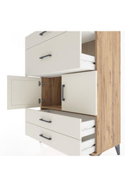 Hyperion Dolap Tek Raflı 4 Çekmeceli 2 Kapaklı 88x44x134 Çam-Aytaşı
