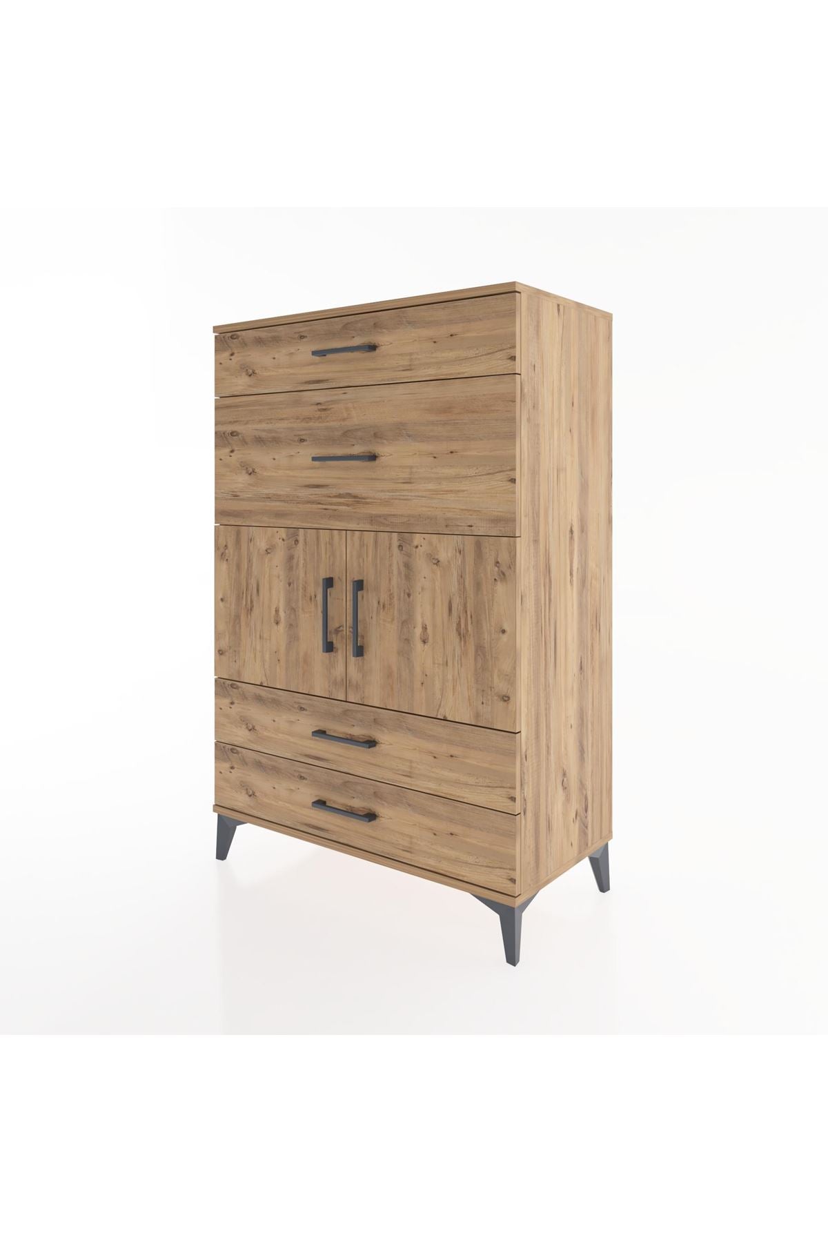 Hyperion Dolap Tek Raflı 4 Çekmeceli 2 Kapaklı 88x44x134 - S51M005V9B