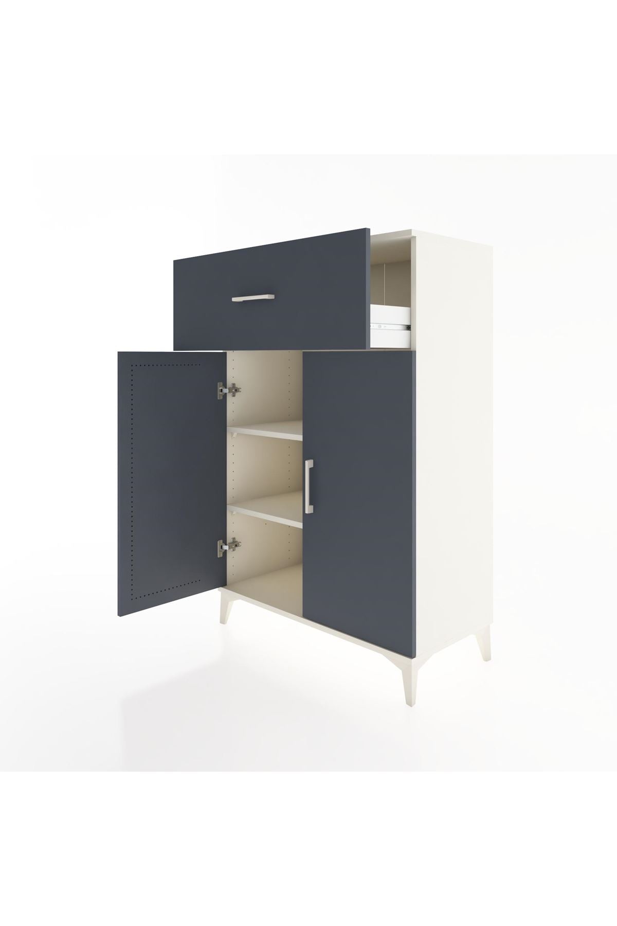 Hyperion Dolap 2 Raflı Tek Çekmeceli 2 Kapaklı 88x44x134 Aytaşı-Antrasit