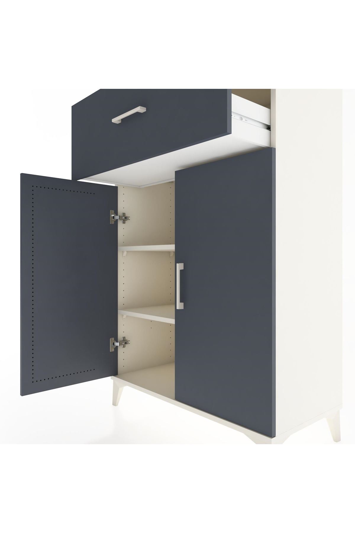 Hyperion Dolap 2 Raflı Tek Çekmeceli 2 Kapaklı 88x44x134 Aytaşı-Antrasit