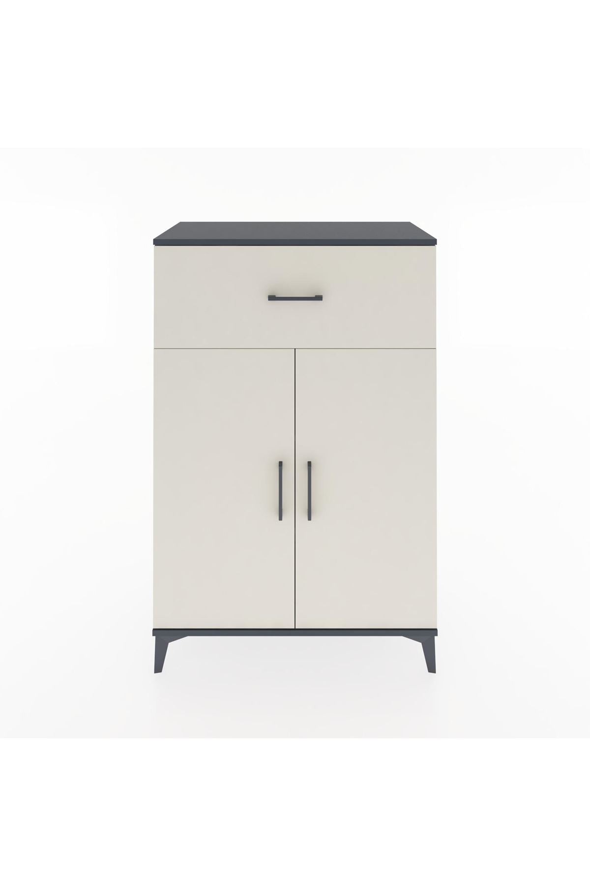 Hyperion Dolap 2 Raflı Tek Çekmeceli 2 Kapaklı 88x44x134 Antrasit-Aytaşı