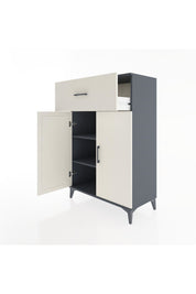 Hyperion Dolap 2 Raflı Tek Çekmeceli 2 Kapaklı 88x44x134 Antrasit-Aytaşı
