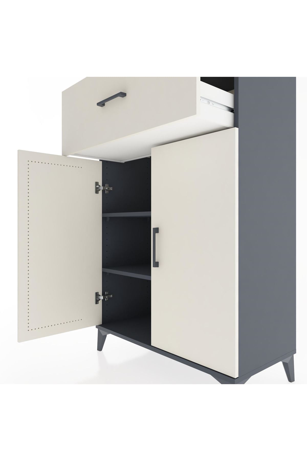 Hyperion Dolap 2 Raflı Tek Çekmeceli 2 Kapaklı 88x44x134 Antrasit-Aytaşı
