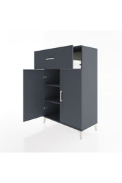 Hyperion Dolap 2 Raflı Tek Çekmeceli 2 Kapaklı 88x44x134 Antrasit-Antrasit