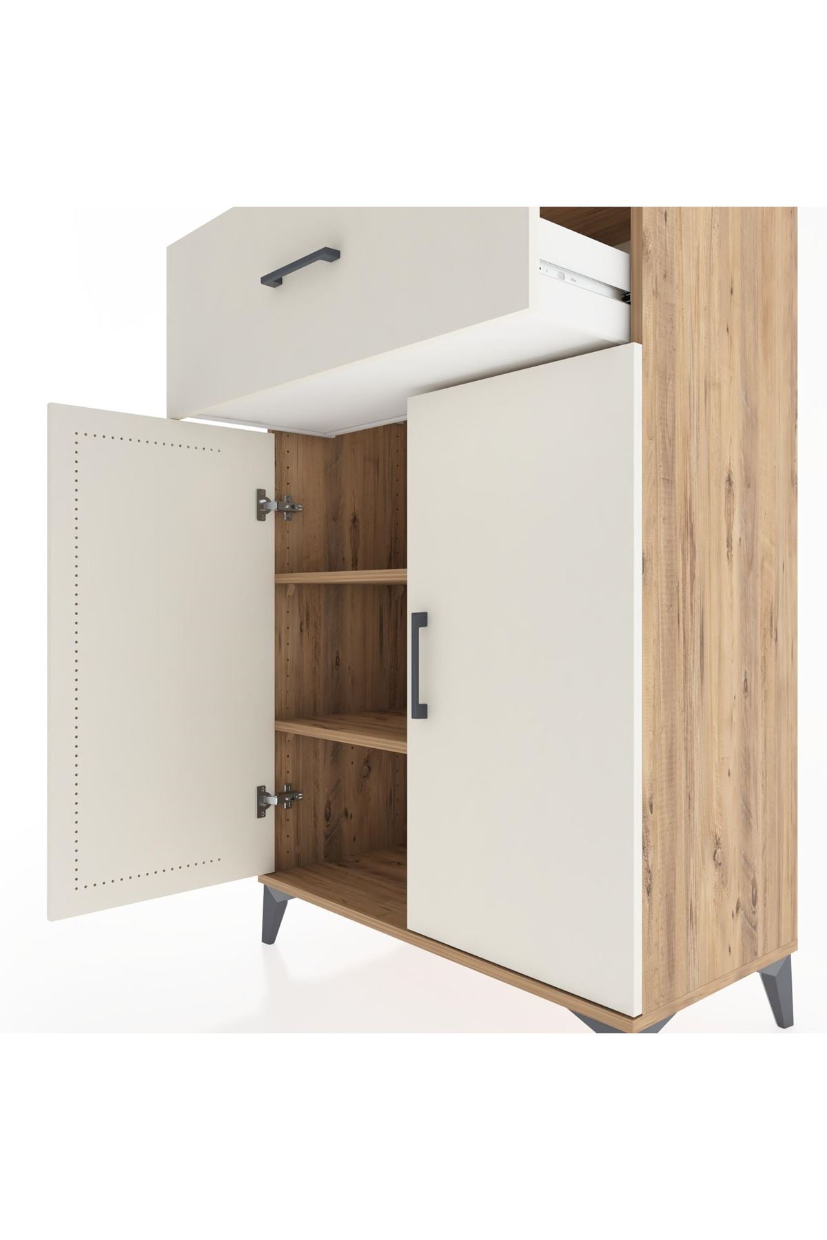 Hyperion Dolap 2 Raflı Tek Çekmeceli 2 Kapaklı 88x44x134 Çam-Aytaşı