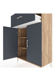 Hyperion Dolap 2 Raflı Tek Çekmeceli 2 Kapaklı 88x44x134 Çam-Antrasit