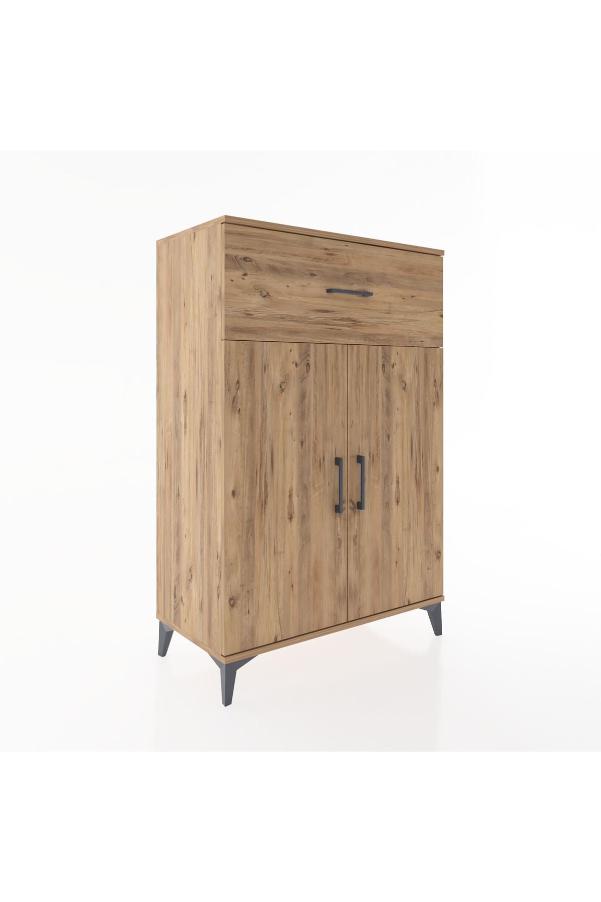 Hyperion Dolap 2 Raflı Tek Çekmeceli 2 Kapaklı 88x44x134 Çam-Çam