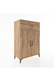 Hyperion Dolap 2 Raflı Tek Çekmeceli 2 Kapaklı 88x44x134 Çam-Çam