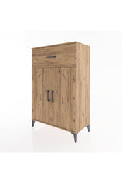 Hyperion Dolap 2 Raflı Tek Çekmeceli 2 Kapaklı 88x44x134 Çam-Çam