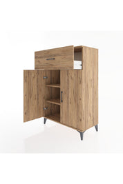 Hyperion Dolap 2 Raflı Tek Çekmeceli 2 Kapaklı 88x44x134 Çam-Çam