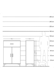 Hyperion Dolap 2 Raflı Tek Çekmeceli 2 Kapaklı 88x44x134 Çam-Çam