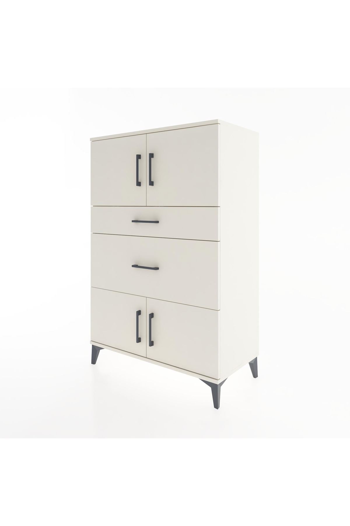 Hyperion Dolap Tek Raflı 2 Çekmeceli 4 Kapaklı 88x44x134 Aytaşı-Aytaşı