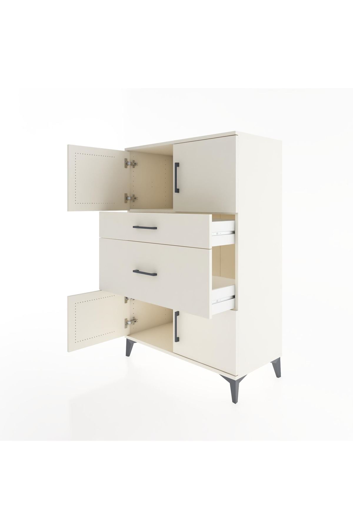 Hyperion Dolap Tek Raflı 2 Çekmeceli 4 Kapaklı 88x44x134 Aytaşı-Aytaşı