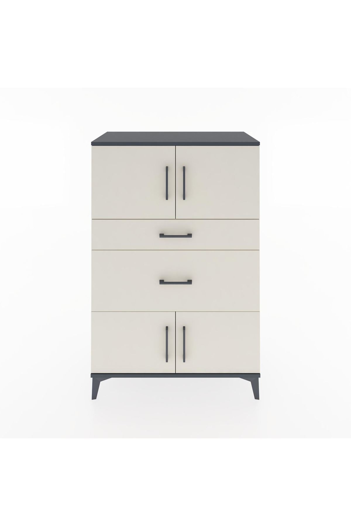 Hyperion Dolap Tek Raflı 2 Çekmeceli 4 Kapaklı 88x44x134 - S51M007V4B
