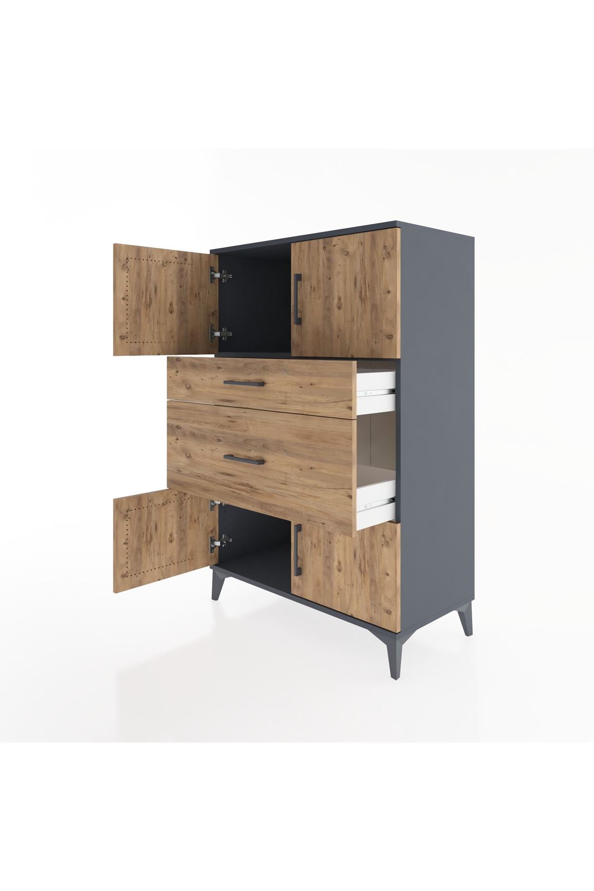 Hyperion Dolap Tek Raflı 2 Çekmeceli 4 Kapaklı 88x44x134 - S51M007V6B
