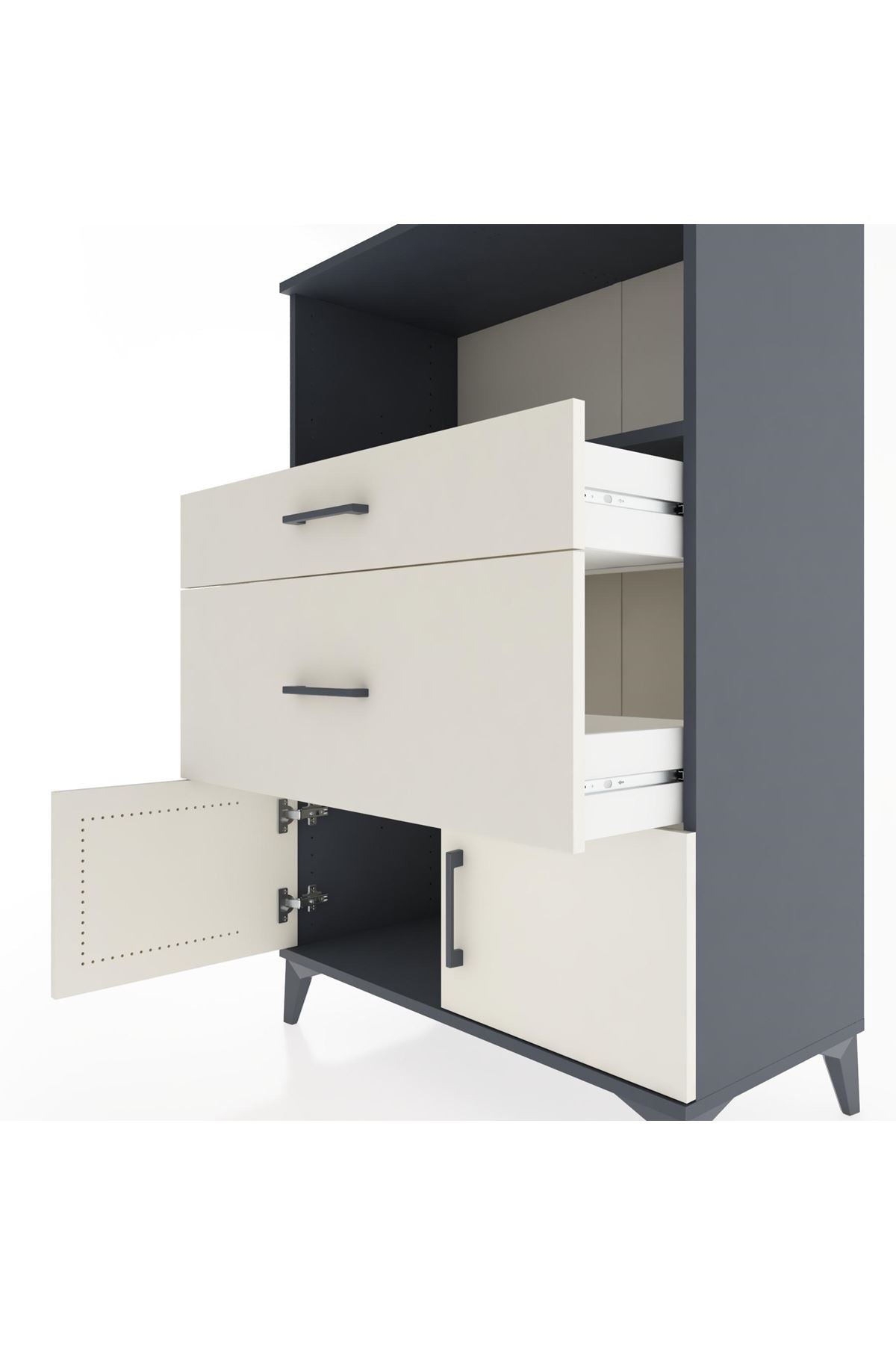 Hyperion Dolap Tek Raflı 2 Çekmeceli 2 Kapaklı 88x44x134 - S51M008V4B