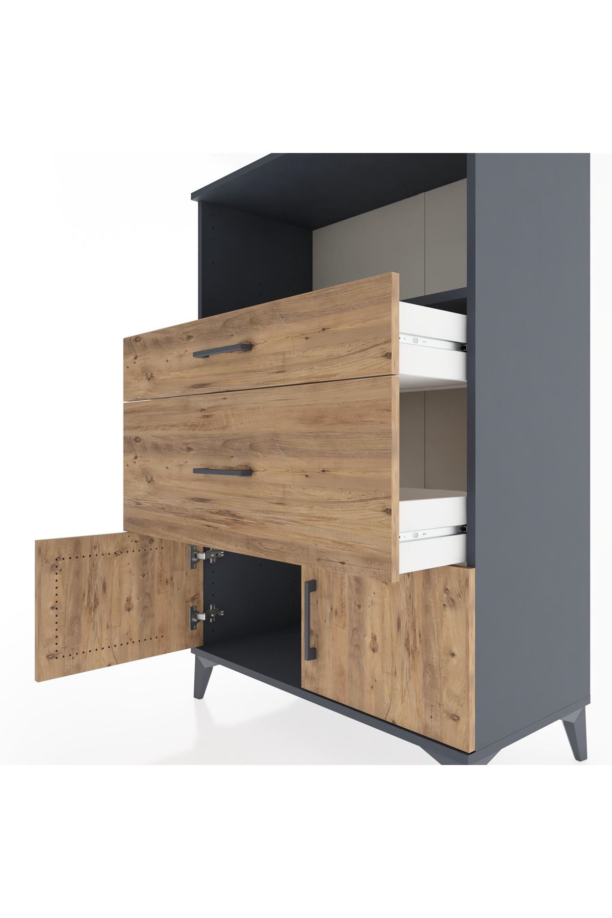 Hyperion Dolap Tek Raflı 2 Çekmeceli 2 Kapaklı 88x44x134 - S51M008V6B