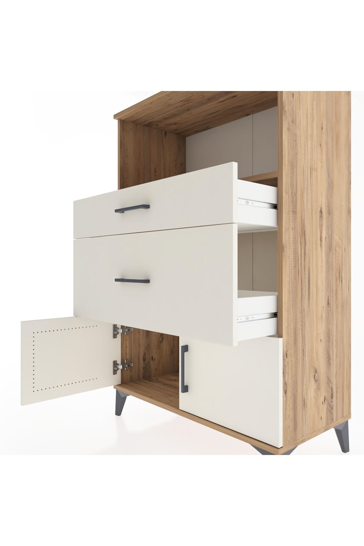 Hyperion Dolap Tek Raflı 2 Çekmeceli 2 Kapaklı 88x44x134 - S51M008V7B