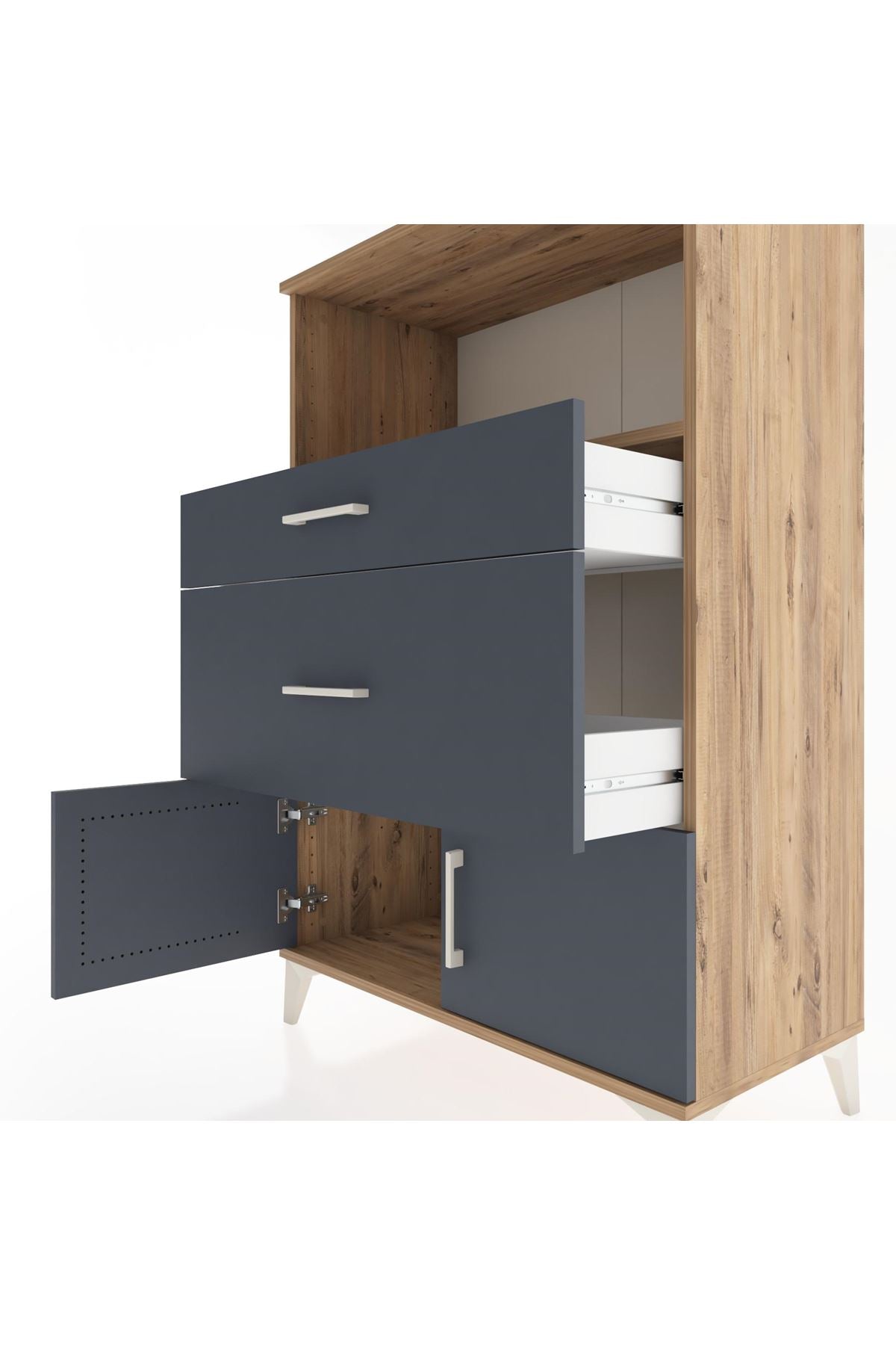 Hyperion Dolap Tek Raflı 2 Çekmeceli 2 Kapaklı 88x44x134 - S51M008V8B