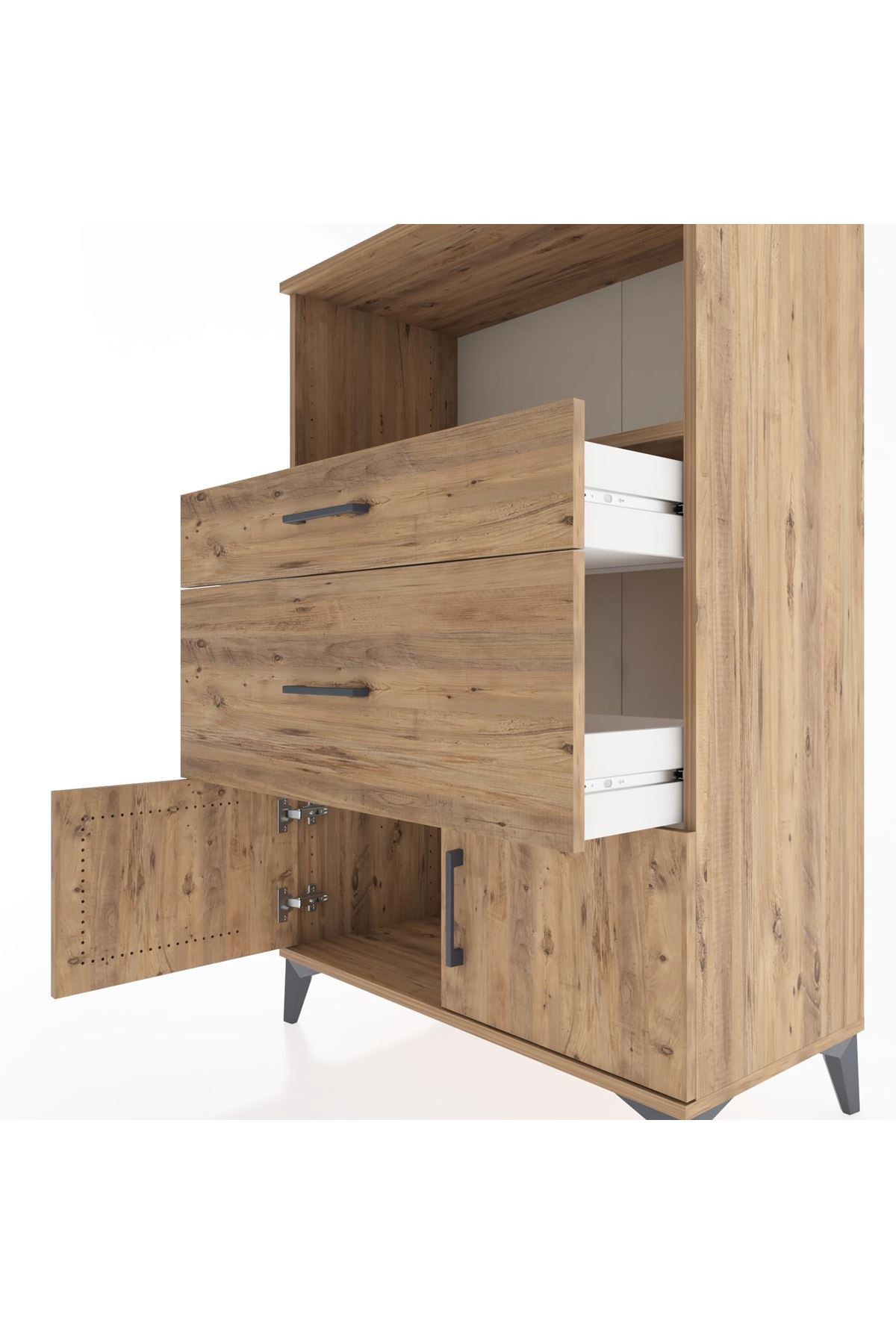 Hyperion Dolap Tek Raflı 2 Çekmeceli 2 Kapaklı 88x44x134 - S51M008V9B