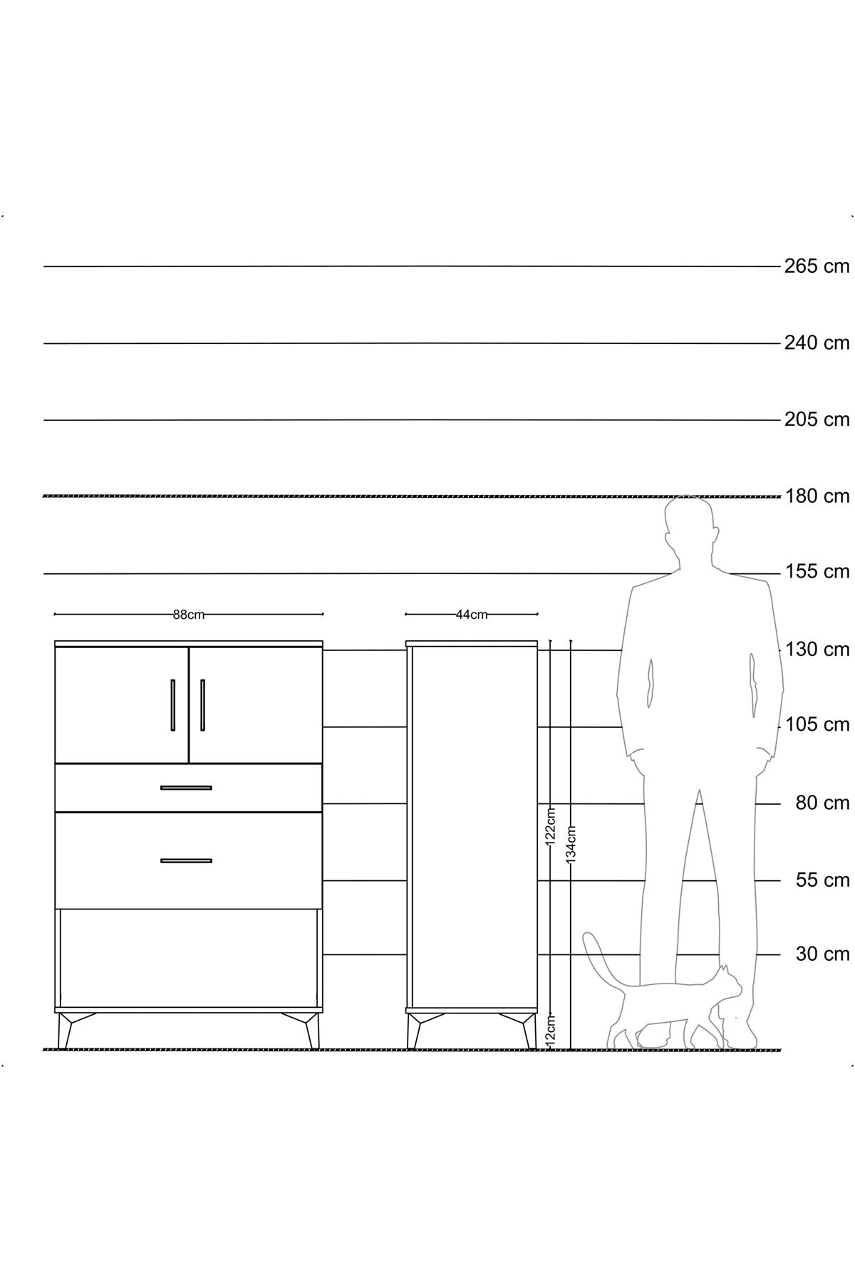Hyperion Dolap Tek Raflı 2 Çekmeceli 2 Kapaklı 88x44x134 - S51M009V1B