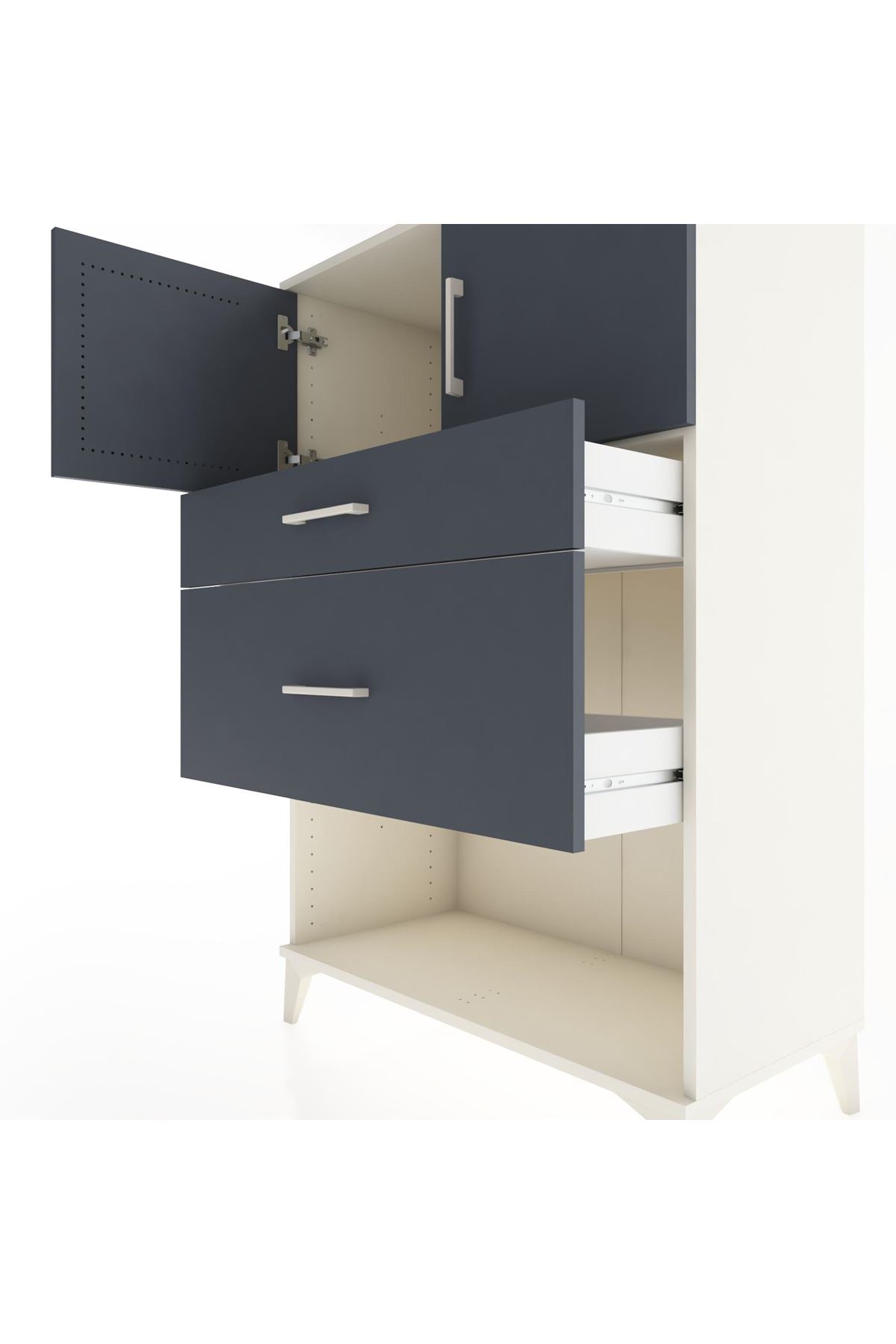 Hyperion Dolap Tek Raflı 2 Çekmeceli 2 Kapaklı 88x44x134 - S51M009V2B
