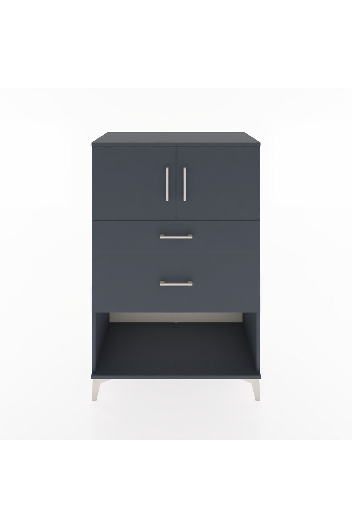 Hyperion Dolap Tek Raflı 2 Çekmeceli 2 Kapaklı 88x44x134 Antrasit-Antrasit