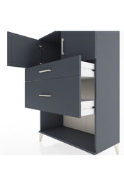 Hyperion Dolap Tek Raflı 2 Çekmeceli 2 Kapaklı 88x44x134 Antrasit-Antrasit