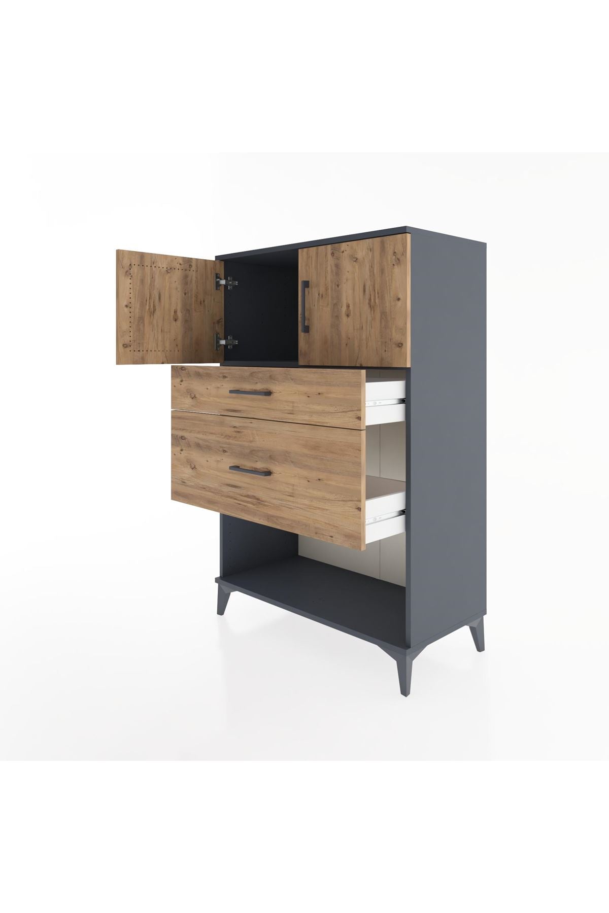 Hyperion Dolap Tek Raflı 2 Çekmeceli 2 Kapaklı 88x44x134 - S51M009V6B