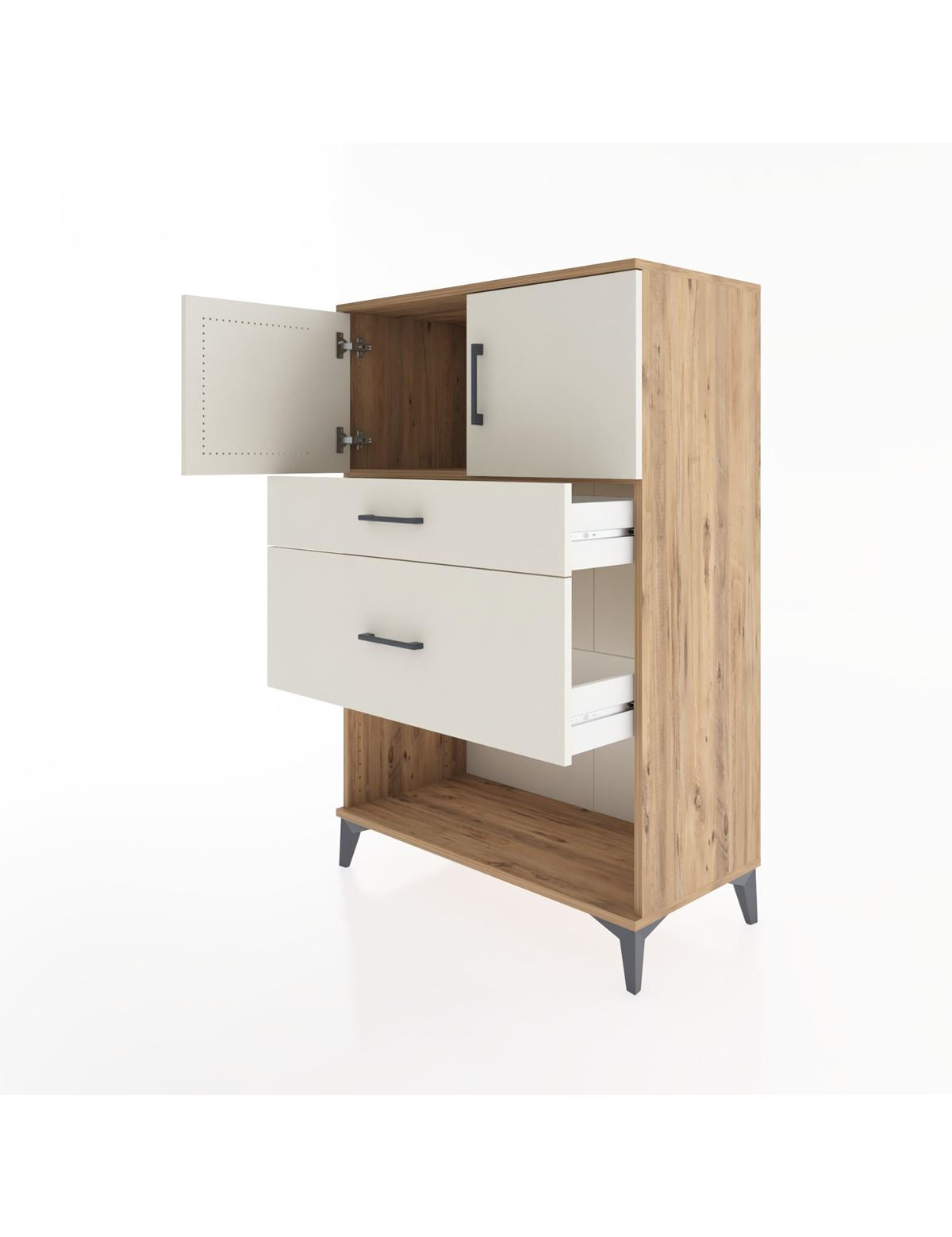 Hyperion Dolap Tek Raflı 2 Çekmeceli 2 Kapaklı 88x44x134 - S51M009V7B