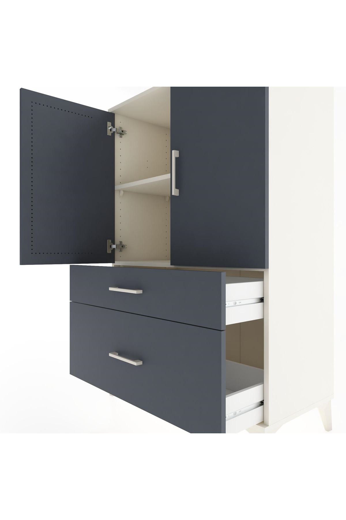 Hyperion Dolap 2 Raflı 2 Çekmeceli 2 Kapaklı 88x44x134 Aytaşı-Antrasit