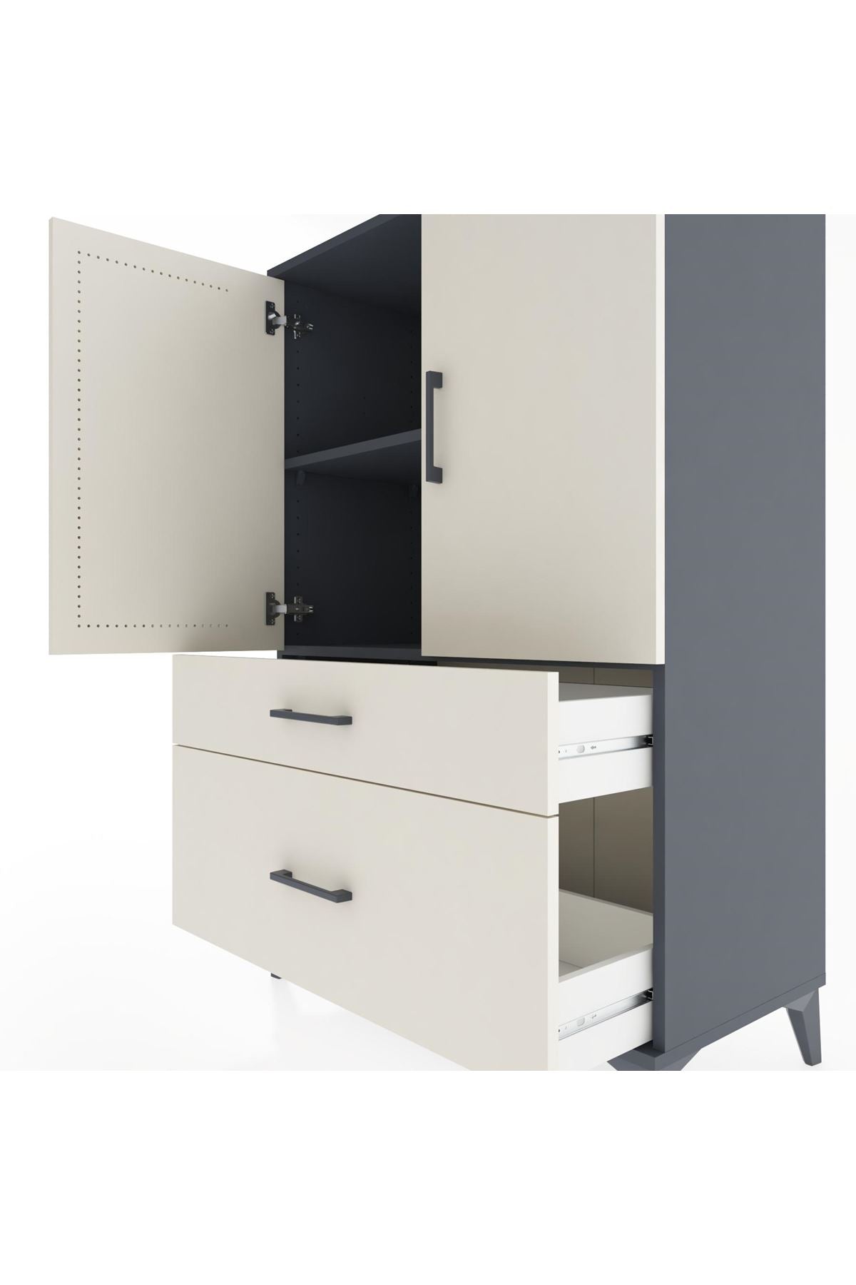 Hyperion Dolap 2 Raflı 2 Çekmeceli 2 Kapaklı 88x44x134 Antrasit-Aytaşı