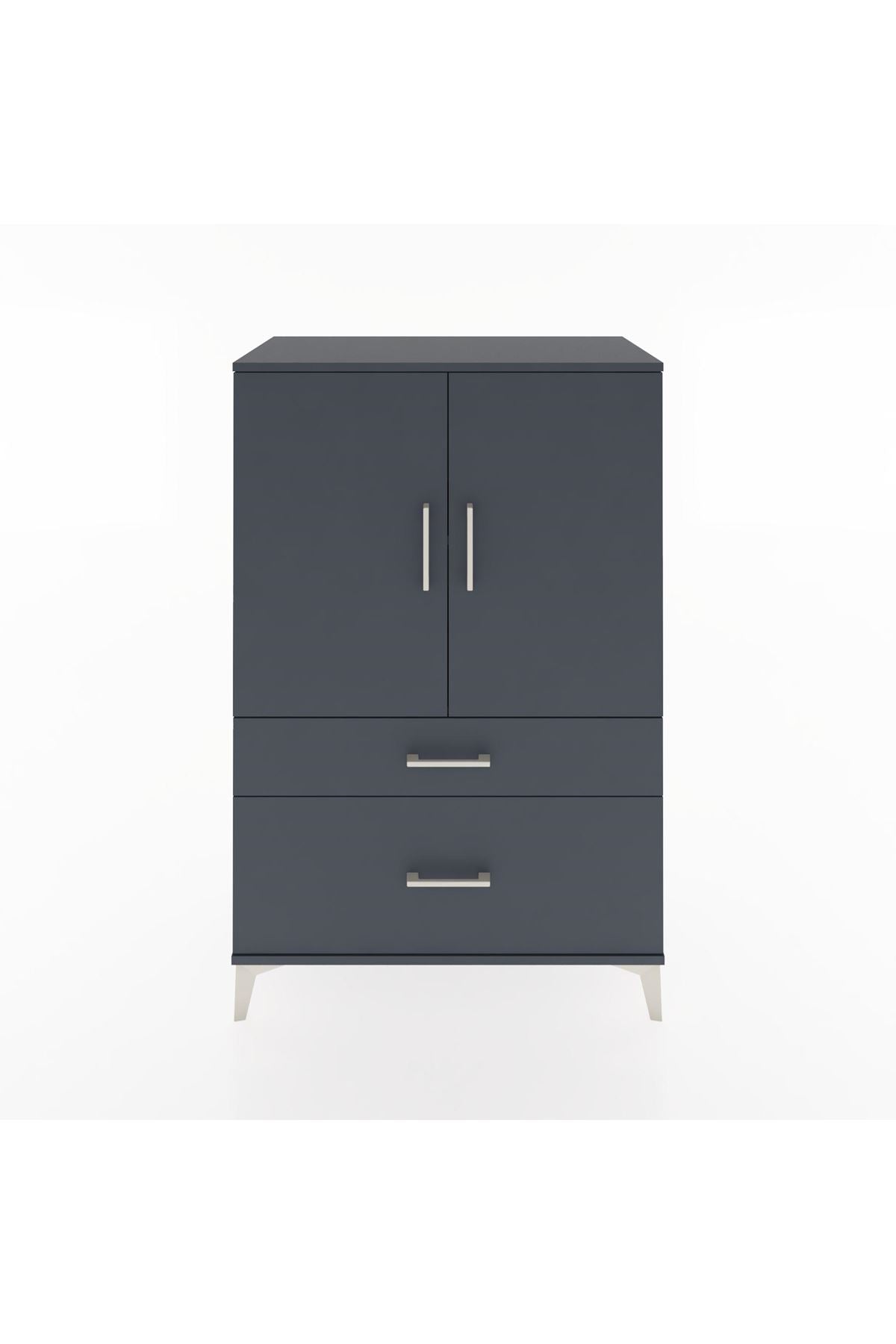 Hyperion Dolap 2 Raflı 2 Çekmeceli 2 Kapaklı 88x44x134 Antrasit-Antrasit