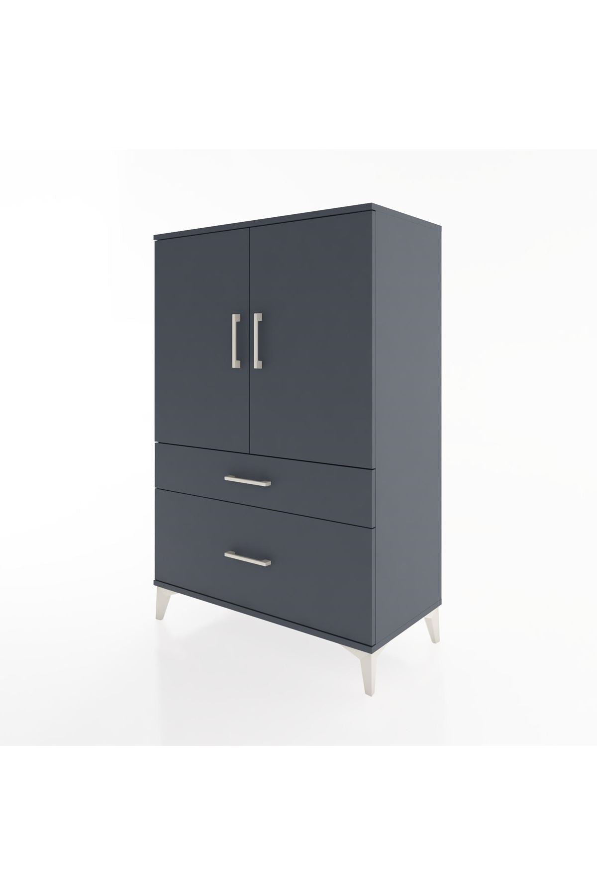 Hyperion Dolap 2 Raflı 2 Çekmeceli 2 Kapaklı 88x44x134 Antrasit-Antrasit