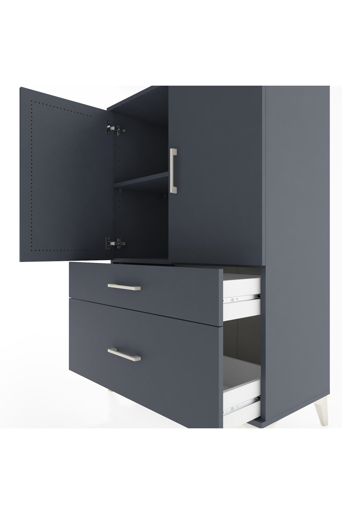 Hyperion Dolap 2 Raflı 2 Çekmeceli 2 Kapaklı 88x44x134 Antrasit-Antrasit