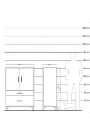Hyperion Dolap 2 Raflı 2 Çekmeceli 2 Kapaklı 88x44x134 Antrasit-Çam