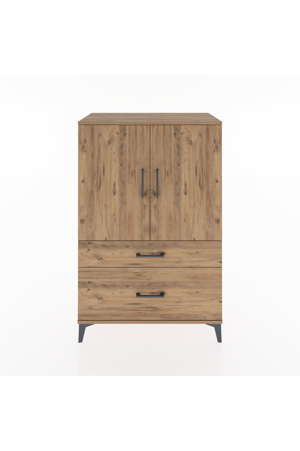 Hyperion Dolap 2 Raflı 2 Çekmeceli 2 Kapaklı 88x44x134 Çam-Çam