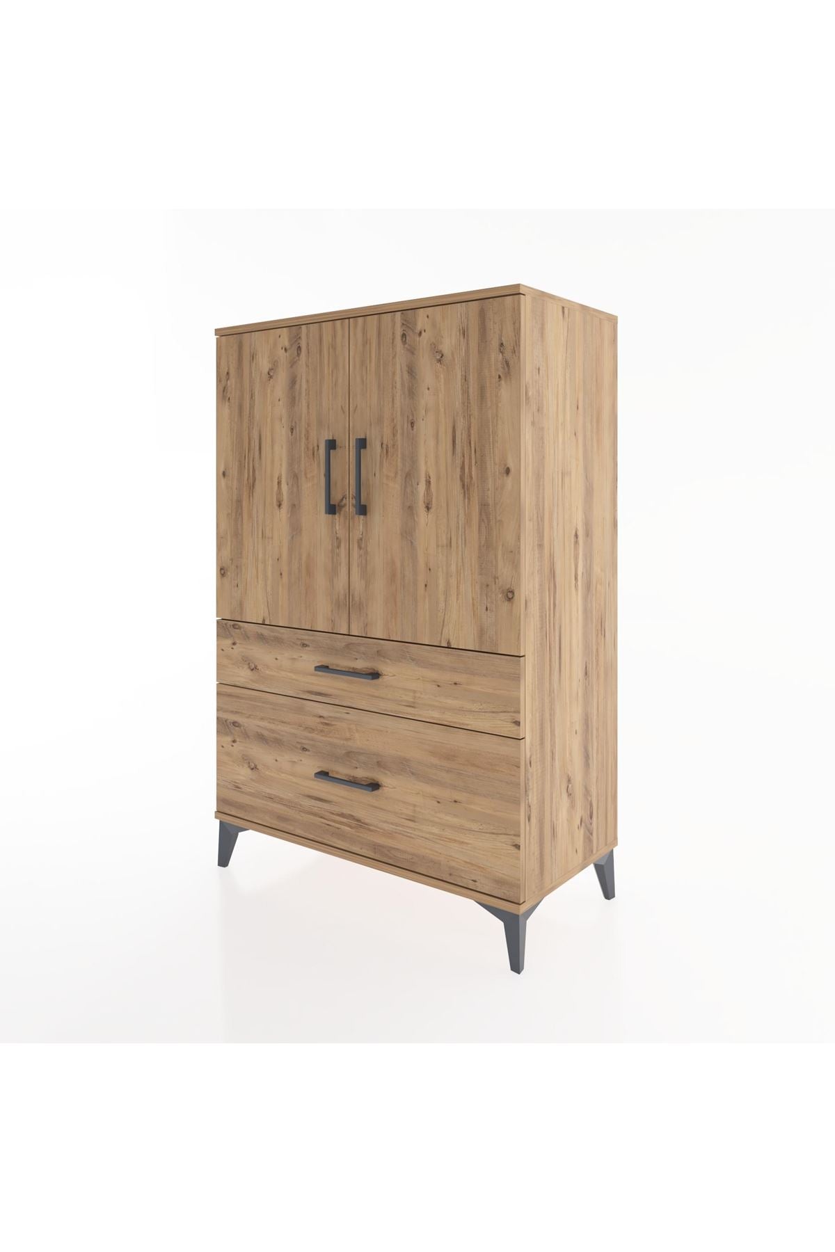 Hyperion Dolap 2 Raflı 2 Çekmeceli 2 Kapaklı 88x44x134 Çam-Çam