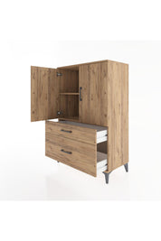 Hyperion Dolap 2 Raflı 2 Çekmeceli 2 Kapaklı 88x44x134 Çam-Çam