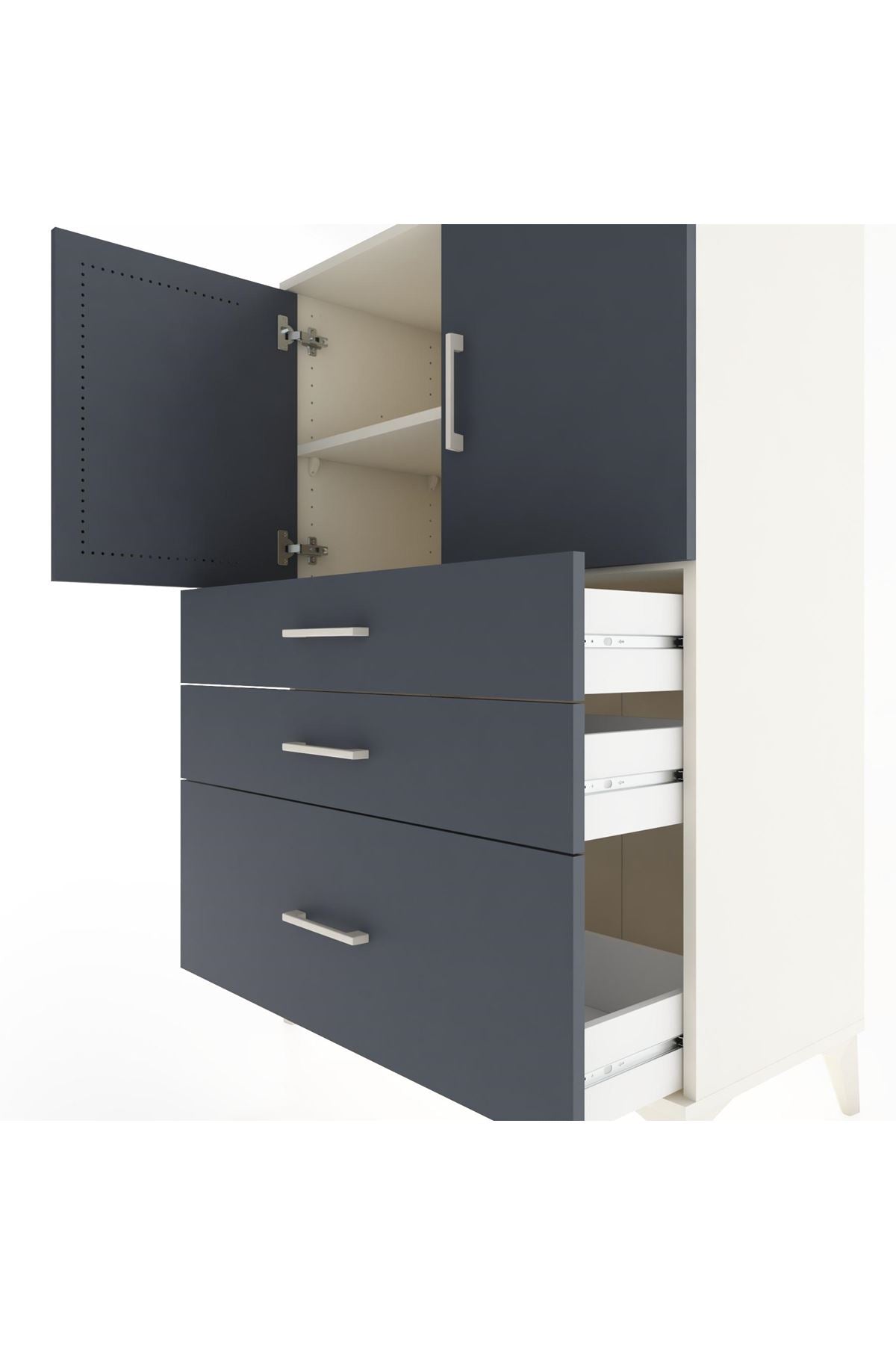 Hyperion Dolap 2 Raflı 3 Çekmeceli 2 Kapaklı 88x44x134 Aytaşı-Antrasit
