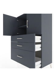 Hyperion Dolap 2 Raflı 3 Çekmeceli 2 Kapaklı 88x44x134 Antrasit-Antrasit