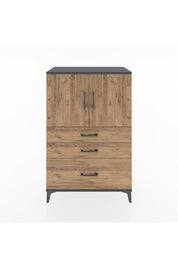 Hyperion Dolap 2 Raflı 3 Çekmeceli 2 Kapaklı 88x44x134 Antrasit-Çam