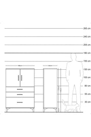 Hyperion Dolap 2 Raflı 3 Çekmeceli 2 Kapaklı 88x44x134 Çam-Aytaşı