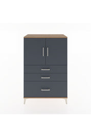 Hyperion Dolap 2 Raflı 3 Çekmeceli 2 Kapaklı 88x44x134 Çam-Antrasit