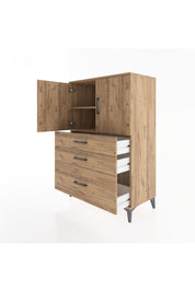 Hyperion Dolap 2 Raflı 3 Çekmeceli 2 Kapaklı 88x44x134 Çam-Çam